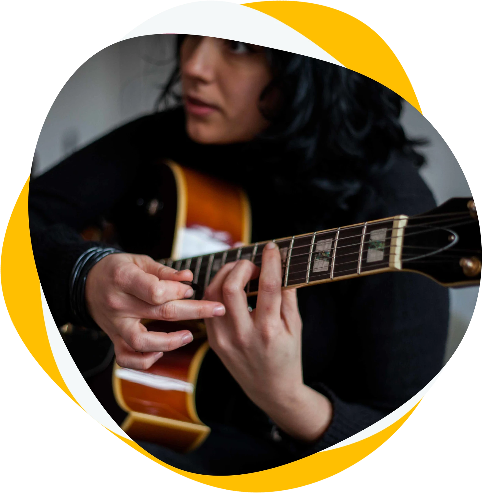 A student playing guitar